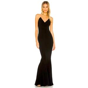 Size SM, Black Norma Kamali Racer Fishtail Gown. NWT, NBW